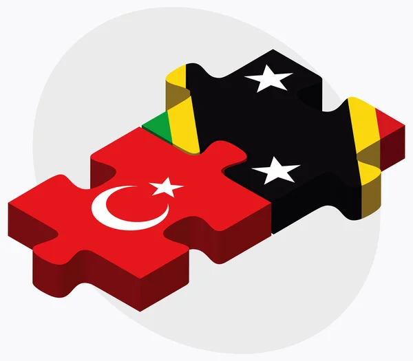 Turkiet och Saint Kitts och Nevis flaggor — Stock vektor