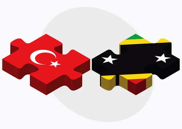 Turkiet och Saint Kitts och Nevis flaggor — Stock vektor