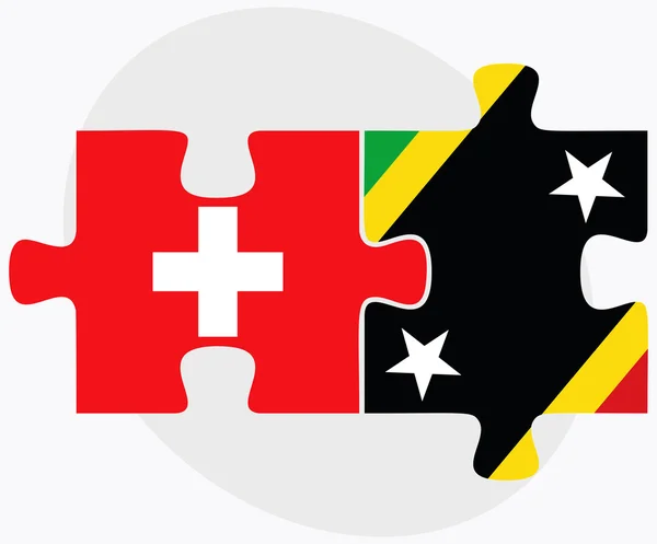 Suíça e São Cristóvão e Nevis Bandeiras — Vetor de Stock