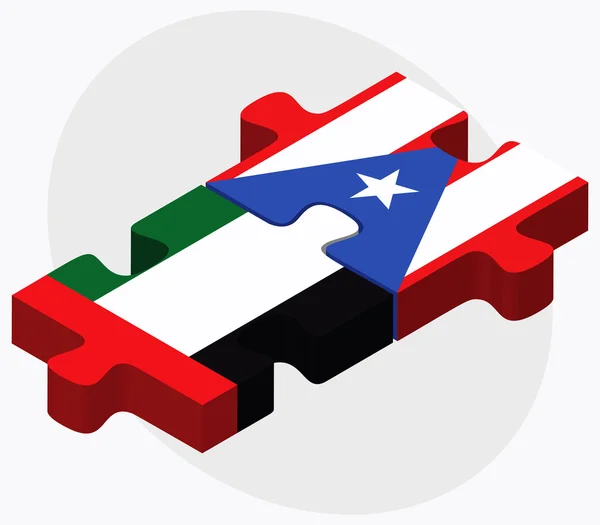Emiratos Árabes Unidos y Banderas de Puerto Rico — Archivo Imágenes Vectoriales