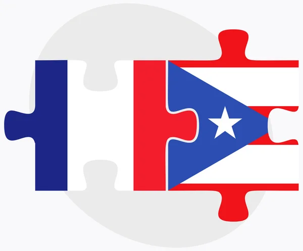 Banderas de Francia y Puerto Rico — Vector de stock