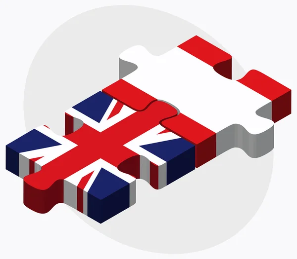 Regno Unito e Perù Bandiere — Vettoriale Stock