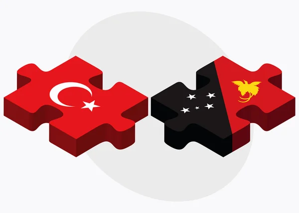 Türkei und Papua neue Guinea-Flaggen — Stockvektor