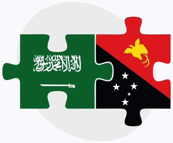 Saudiarabien och Papua Nya Guinea flaggor — Stock vektor