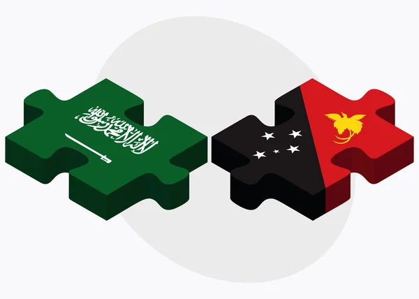 Saoedi-Arabië en Papoea-Nieuw-Guinea vlaggen — Stockvector