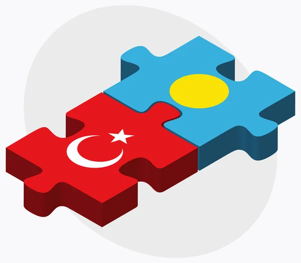 Turkiet och Palau flaggor — Stock vektor
