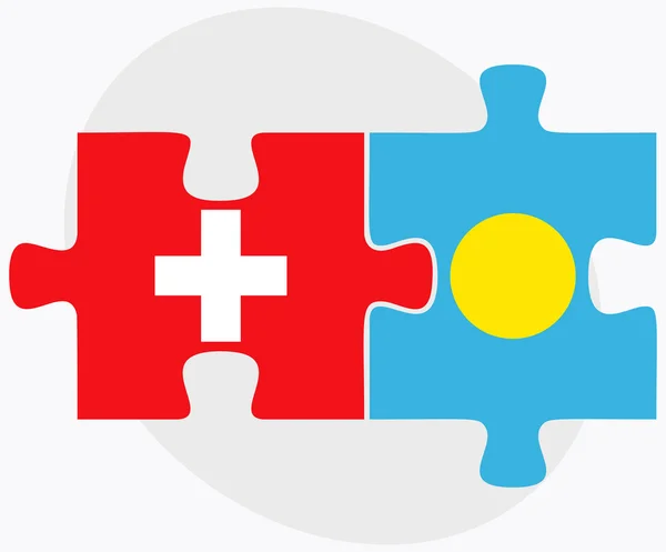 Zwitserland en de vlaggen van Palau — Stockvector