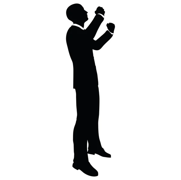 Businessman silhouette in gorilla pose — Stock Vector