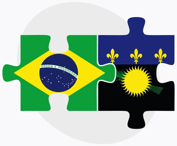 Brasilien und Guadeloupe-Flaggen — Stockvektor