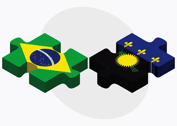 Brazil and Guadeloupe Flags — Stock Vector