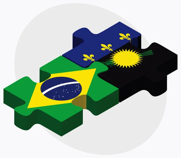 Brasilien und Guadeloupe-Flaggen — Stockvektor