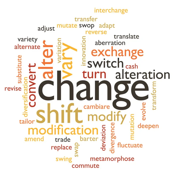 Illustration dans les nuages de mots du mot changement — Image vectorielle