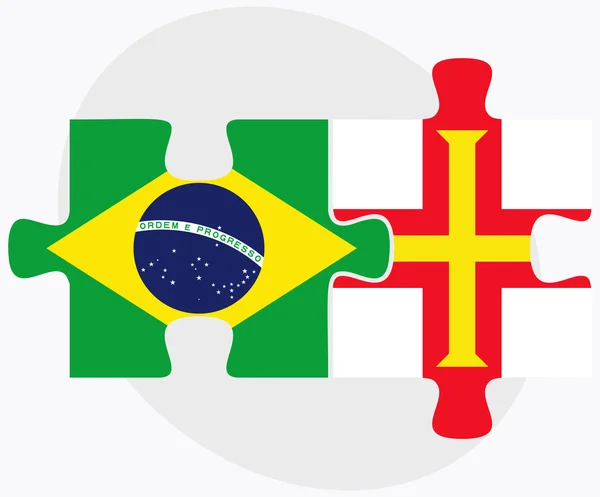 Brazilië en Guernsey vlaggen — Stockvector