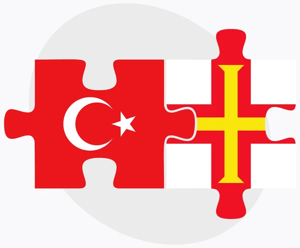 Türkei und Guernsey Flaggen — Stockvektor