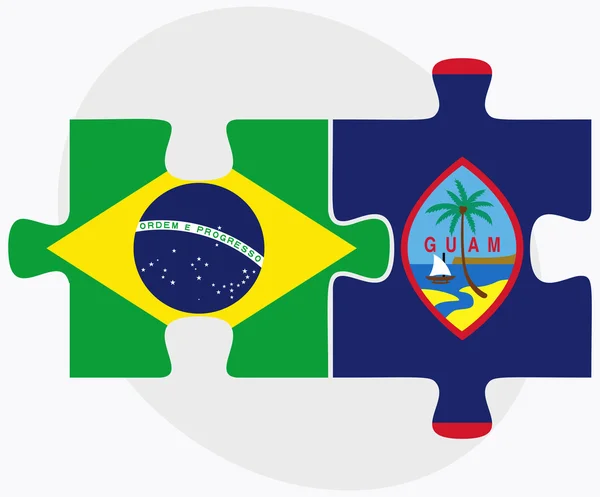 Brazilië en Guam vlaggen — Stockvector