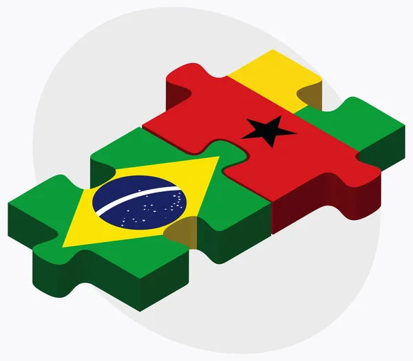 Bandeiras do brasil e da Guiné-Bissau — Vetor de Stock