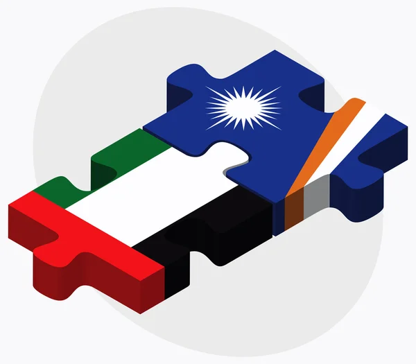 Verenigde Arabische Emiraten en Marshalleilanden vlaggen — Stockvector