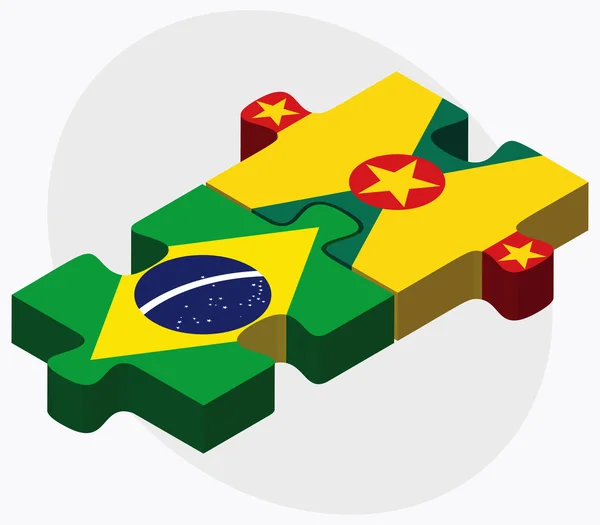 Banderas de Brasil y Granada — Vector de stock