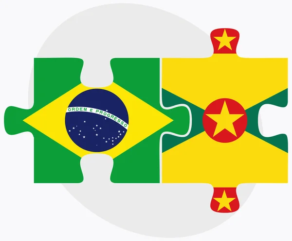 Brazilië en Grenada vlaggen — Stockvector