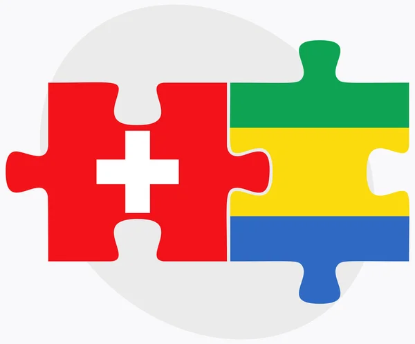 Zwitserland en Gabon vlaggen — Stockvector