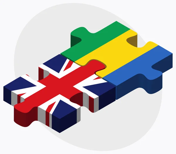 Bandiere del Regno Unito e del Gabon — Vettoriale Stock