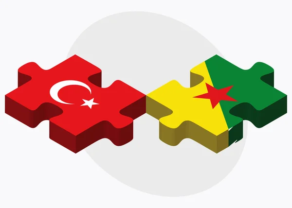 Turkiet och Franska Guyana flaggor — Stock vektor