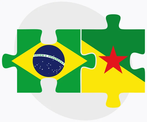 Brazilië en Guyana vlaggen — Stockvector