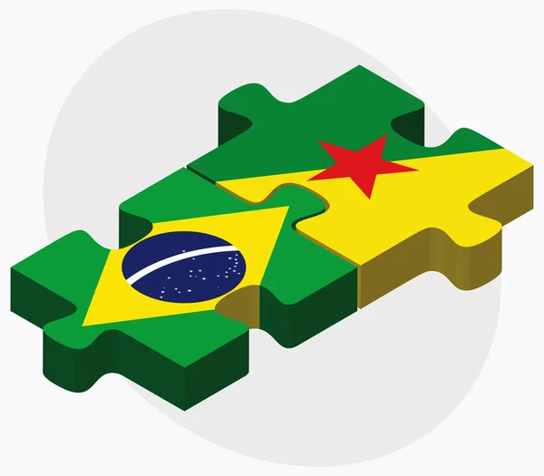 Brazilië en Guyana vlaggen — Stockvector