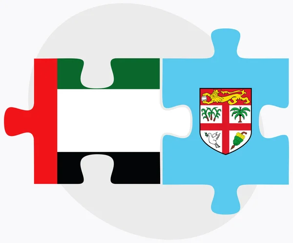 Emirati Arabi Uniti e Figi Bandiere — Vettoriale Stock
