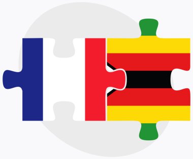 France and Zimbabwe Flags clipart