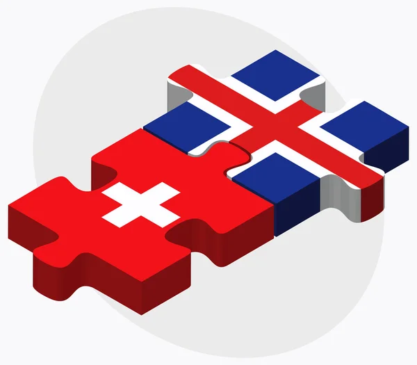 Banderas de Suiza e Islandia — Vector de stock