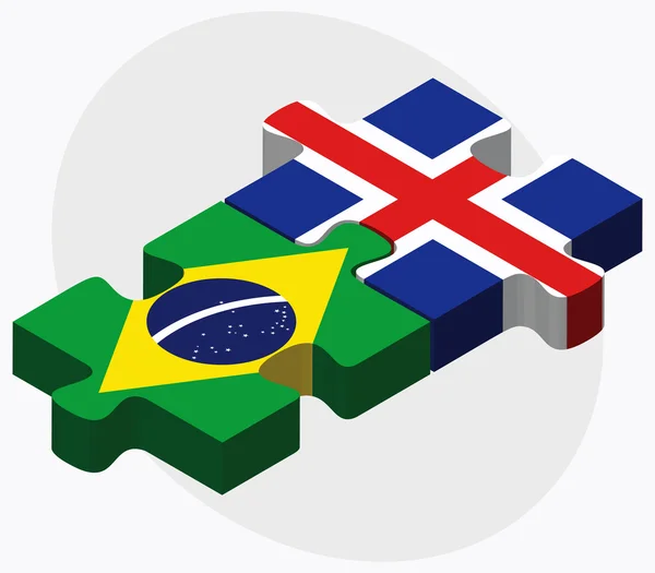 Brezilya ve İzlanda bayrakları — Stok Vektör