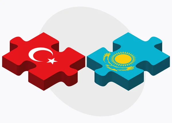 Turkiet och Kazakstan flaggor — Stock vektor