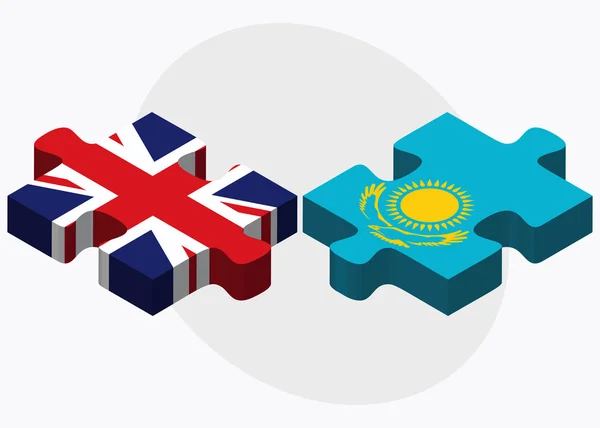 Banderas del Reino Unido y Kazajstán — Vector de stock