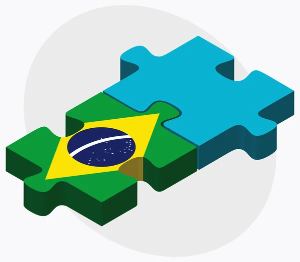 Brasilien und Kasachstan-Flaggen — Stockvektor