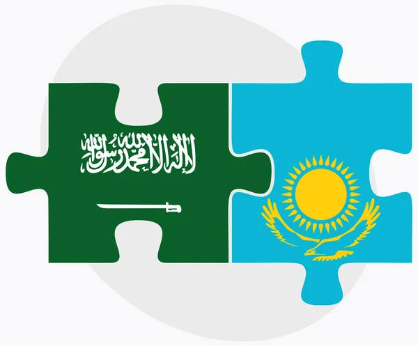 Saudiarabien och Kazakstan flaggor — Stock vektor