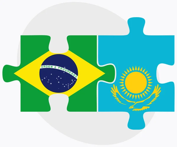 Brazilië en Kazachstan vlaggen — Stockvector