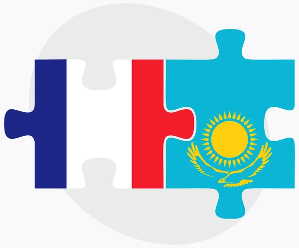 Fransa ve Kazakistan bayrakları — Stok Vektör