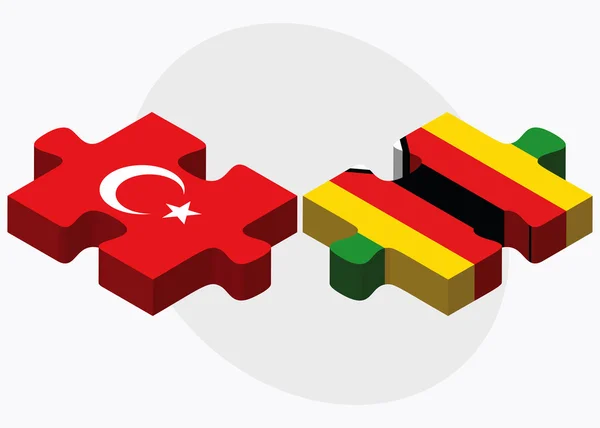 Turkey and Zimbabwe Flags — Stock Vector