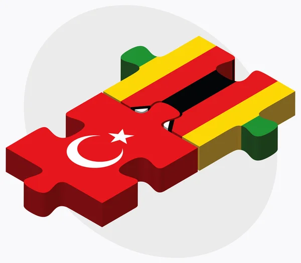 Turkiet och Zimbabwe flaggor — Stock vektor