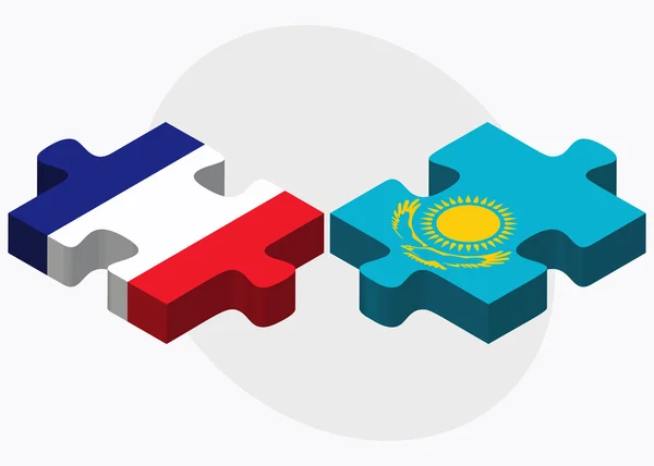 Drapeaux France et Kazakhstan — Image vectorielle