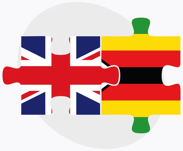 United Kingdom and Zimbabwe Flags — Stock Vector