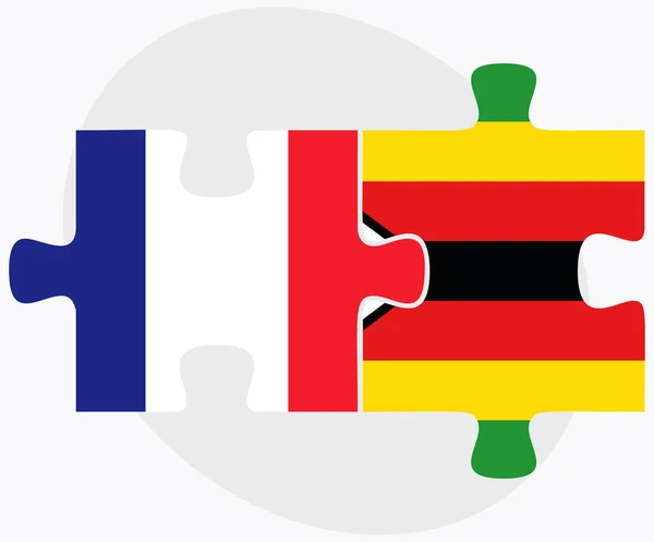 Drapeaux France et Zimbabwe — Image vectorielle