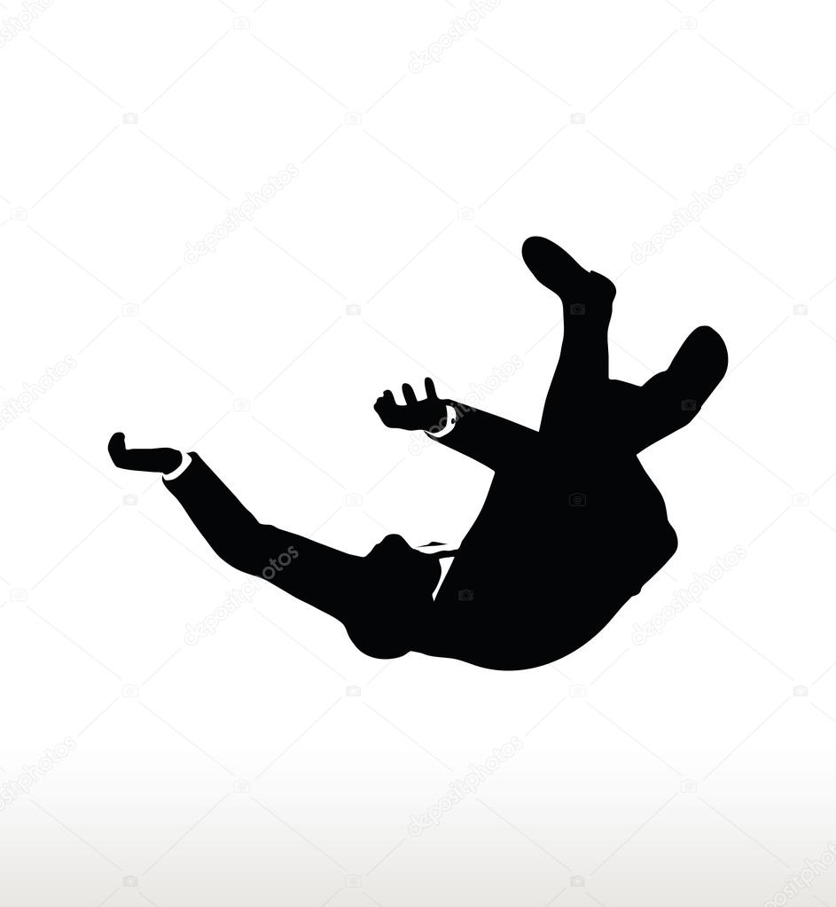 silhouette of businessman falling