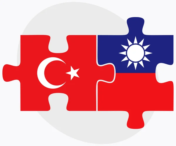 Bandeiras da Turquia e de Taiwan — Vetor de Stock