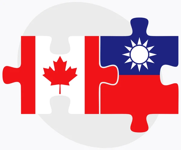 Banderas de Canadá y Taiwán — Vector de stock