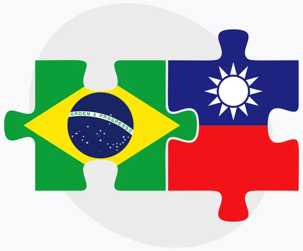 Banderas de Brasil y Taiwán — Vector de stock