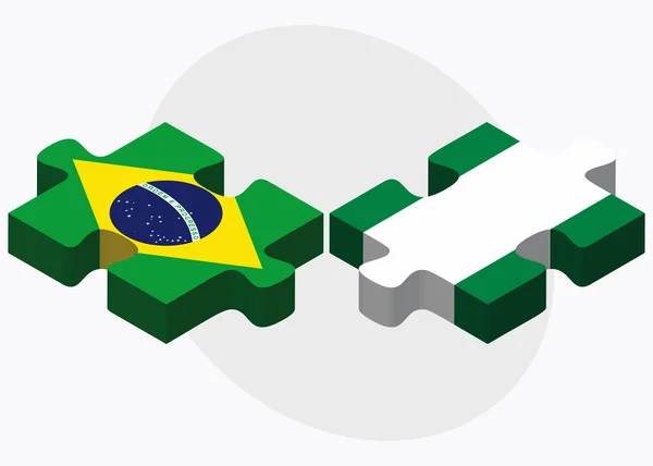 Brazilië en Nigeria vlaggen — Stockvector