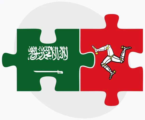 Arabia Saudyjska i Wyspa Man flagi — Wektor stockowy