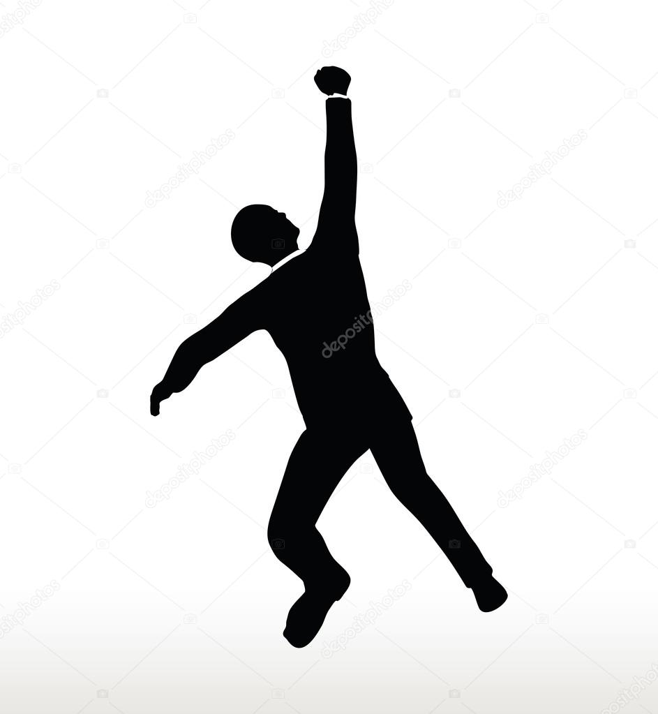silhouette of businessman hanging